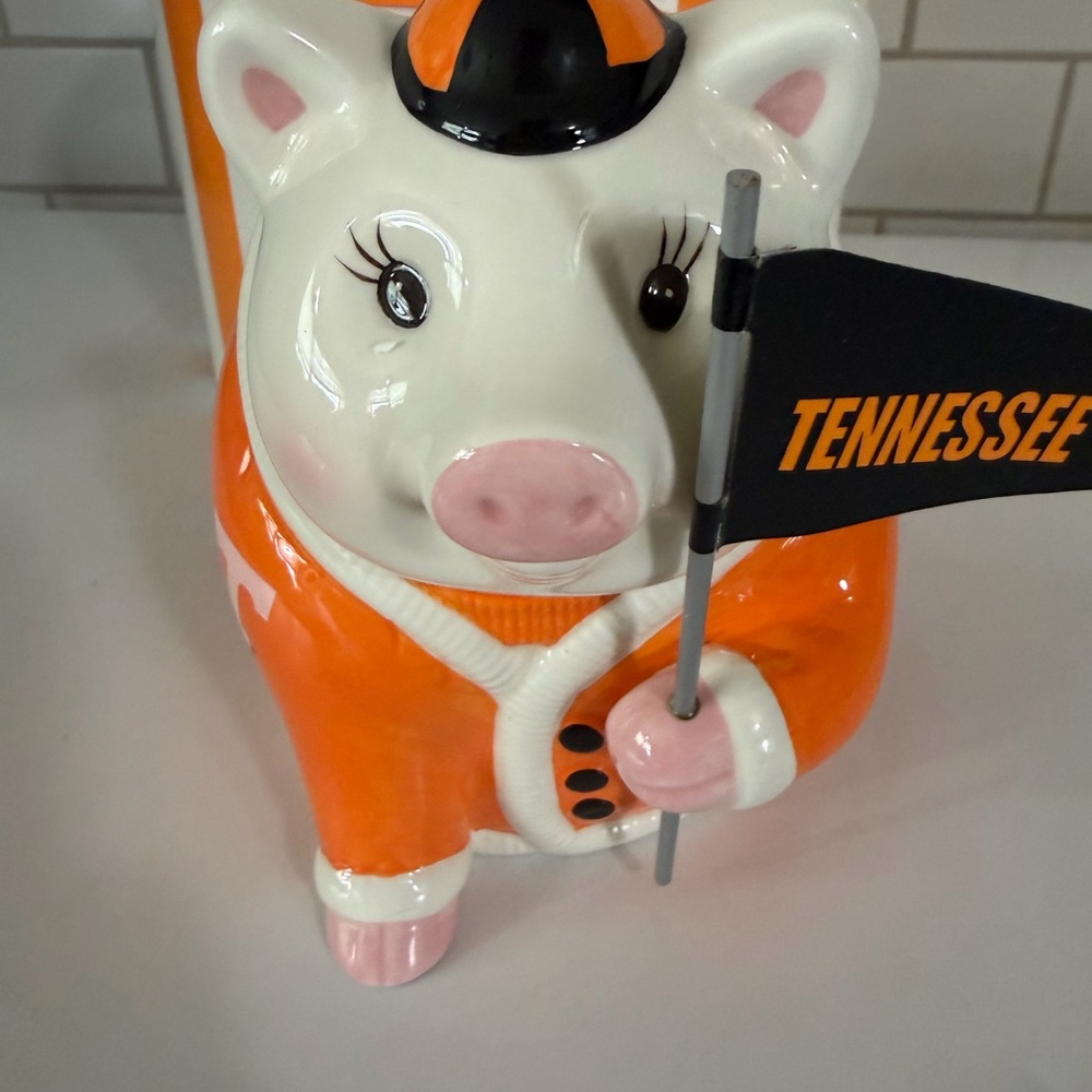 Vols Collectables University Of Tennessee Ceramic Piggy Bank Letterman Jacket
